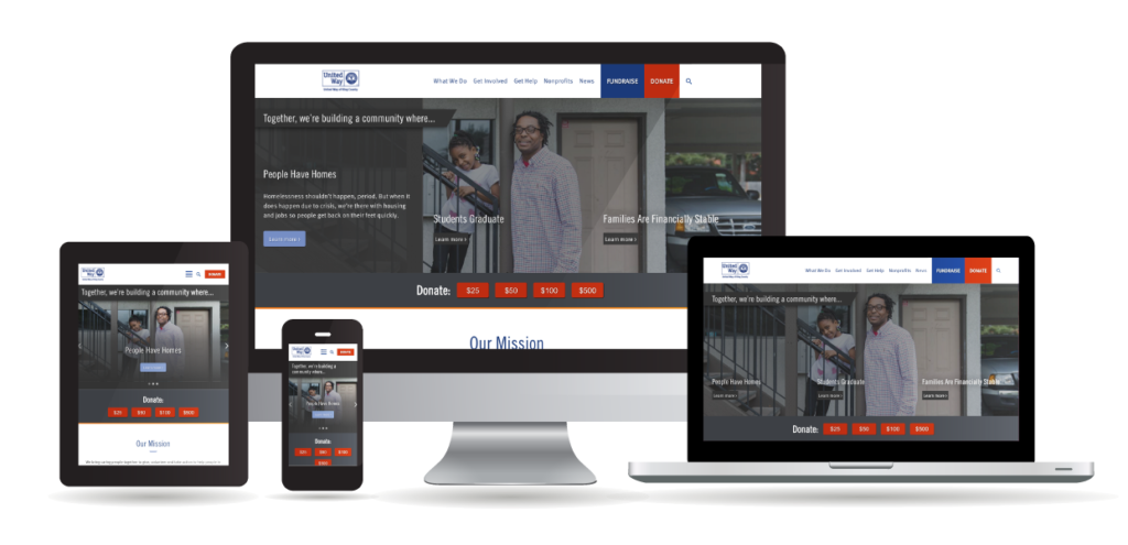 Responsive display of the United Way of King County website