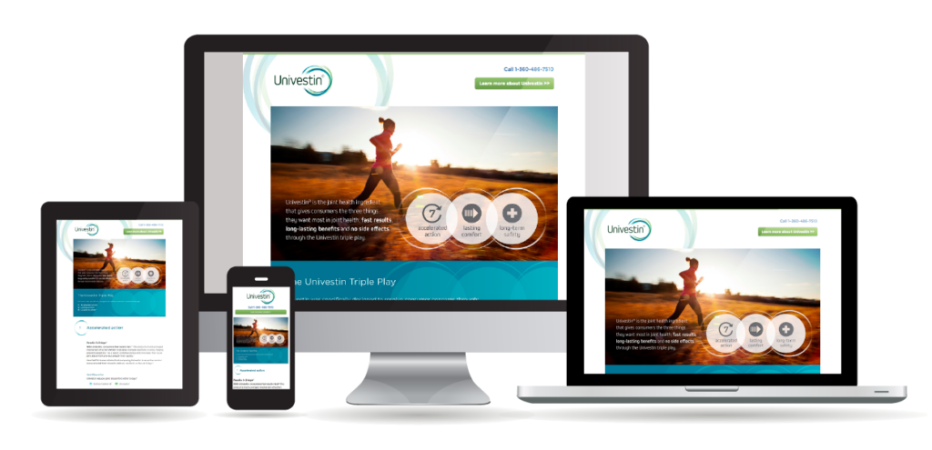 Different devices displaying the Univestin website to show responsible design.